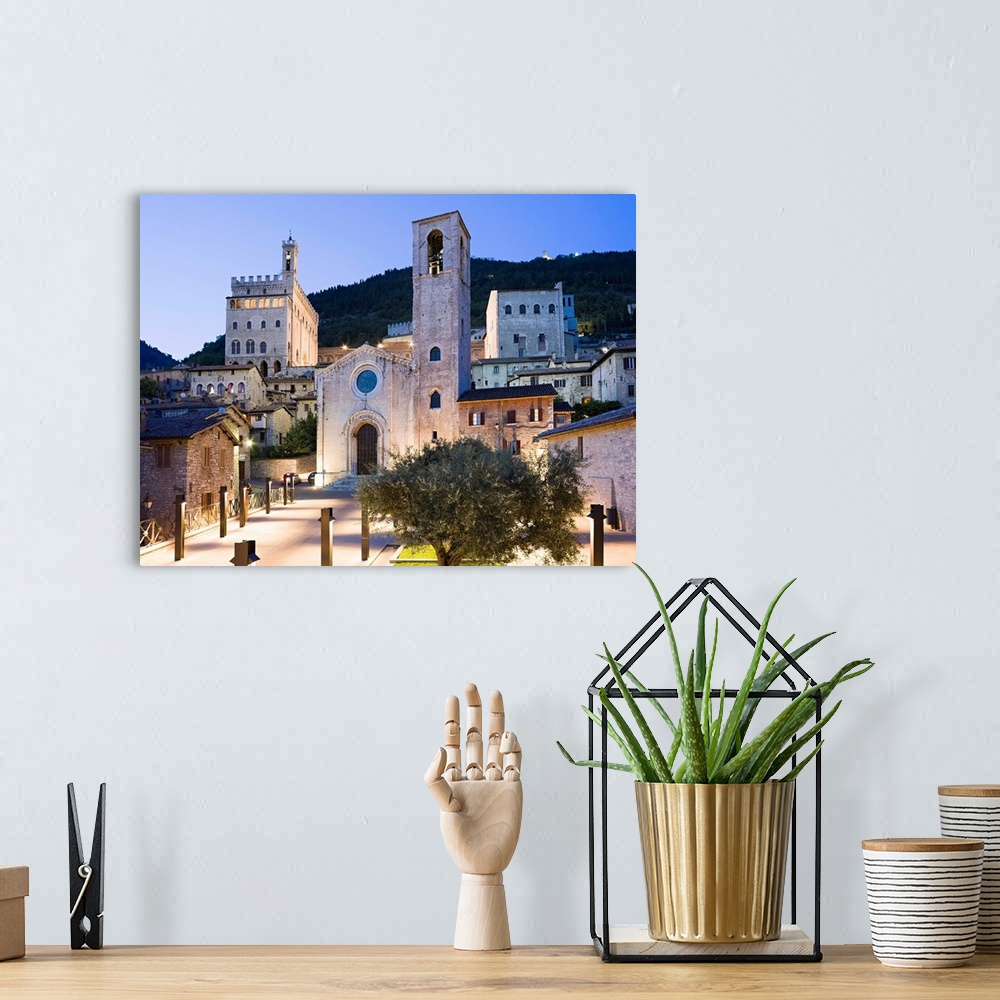 A bohemian room featuring Italy, Umbria, Gubbio, View of Piazza S.Giovanni