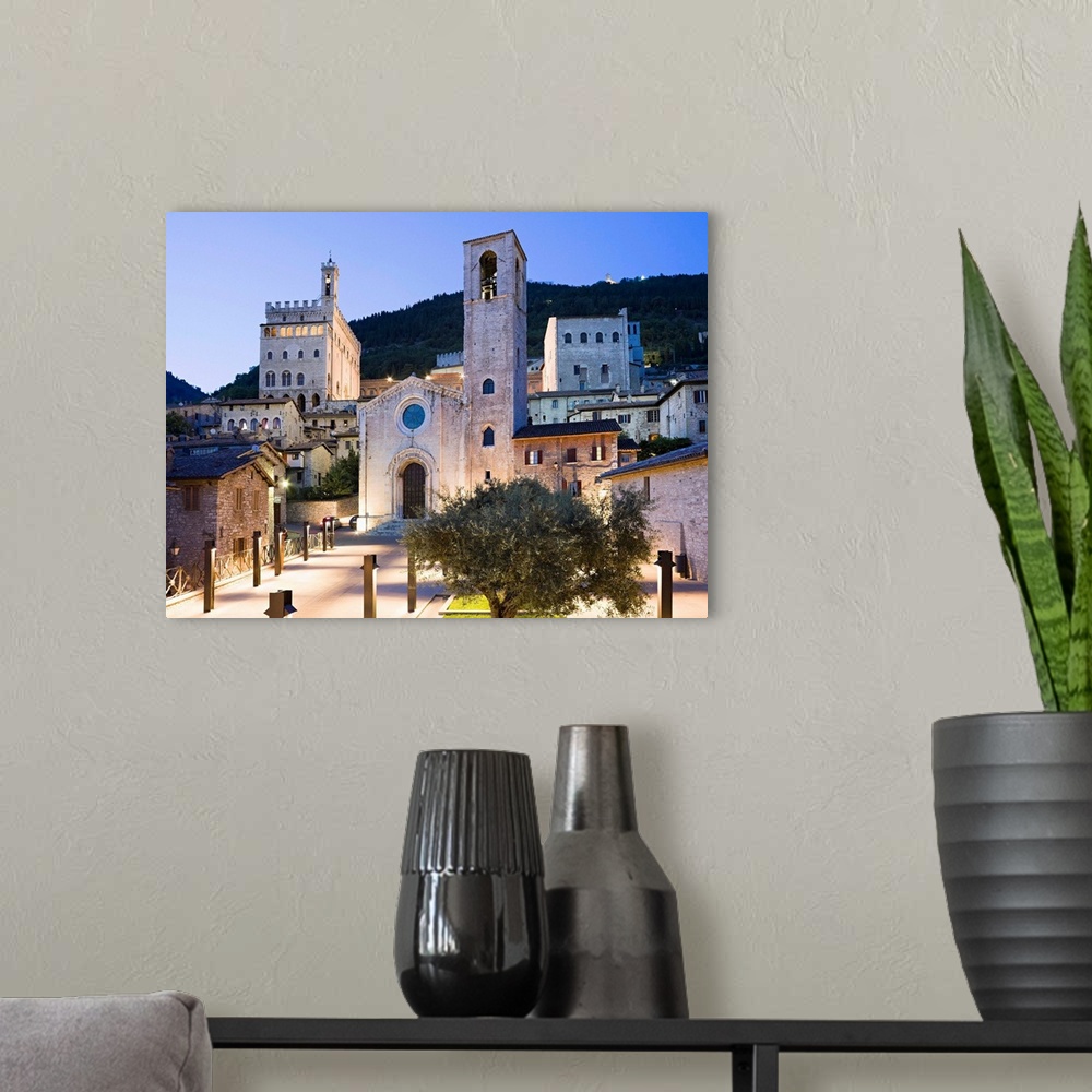 A modern room featuring Italy, Umbria, Gubbio, View of Piazza S.Giovanni