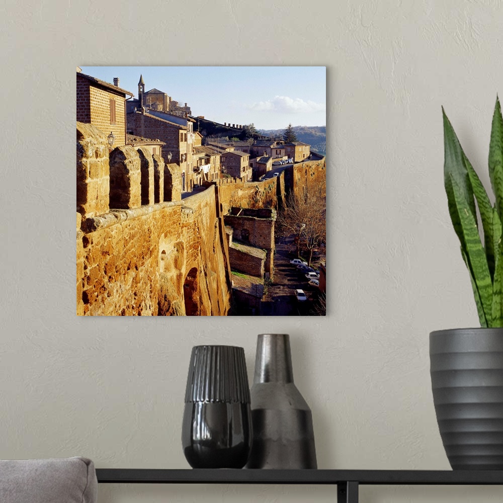 A modern room featuring Italy, Umbria, Orvieto, Outcropping of tuff, west side