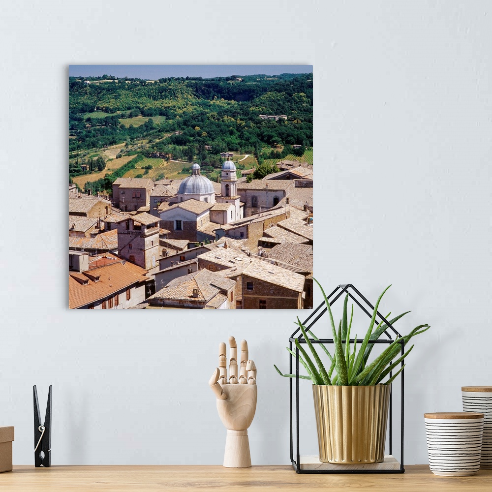 A bohemian room featuring Italy, Umbria, Orvieto, view from Torre del Moro towards the town