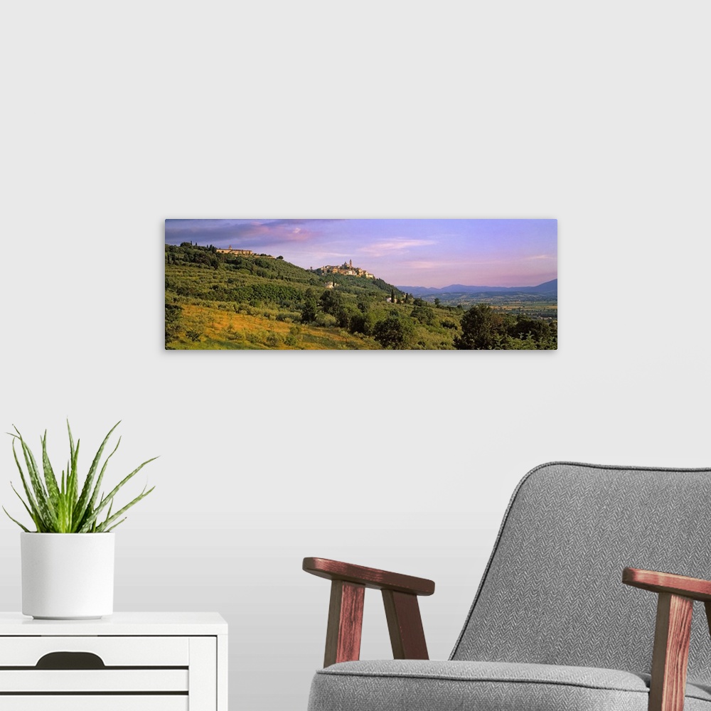 A modern room featuring Italy, Umbria, Perugia district, Trevi, The town and landscape