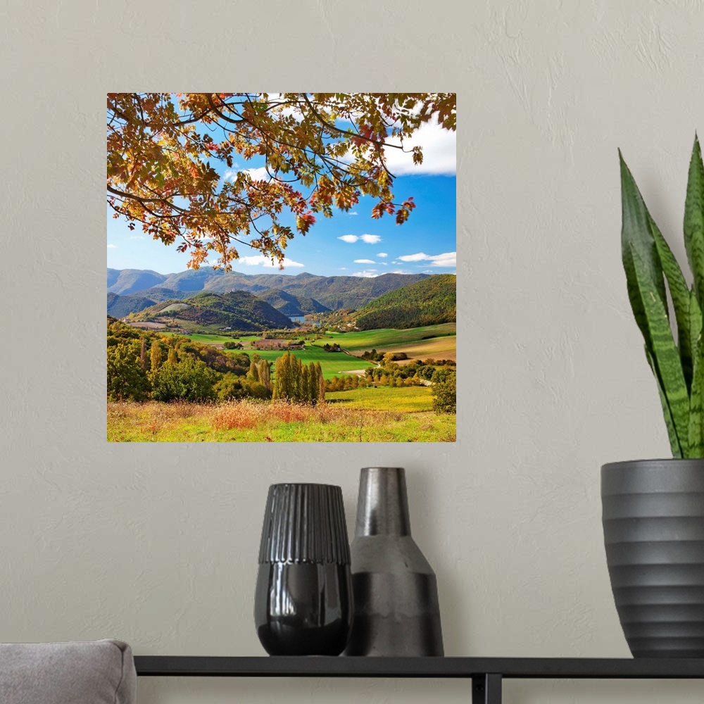 A modern room featuring Italy, Umbria, Mediterranean area, Terni district, Piediluco lake, View of Piediluco Lake and cas...