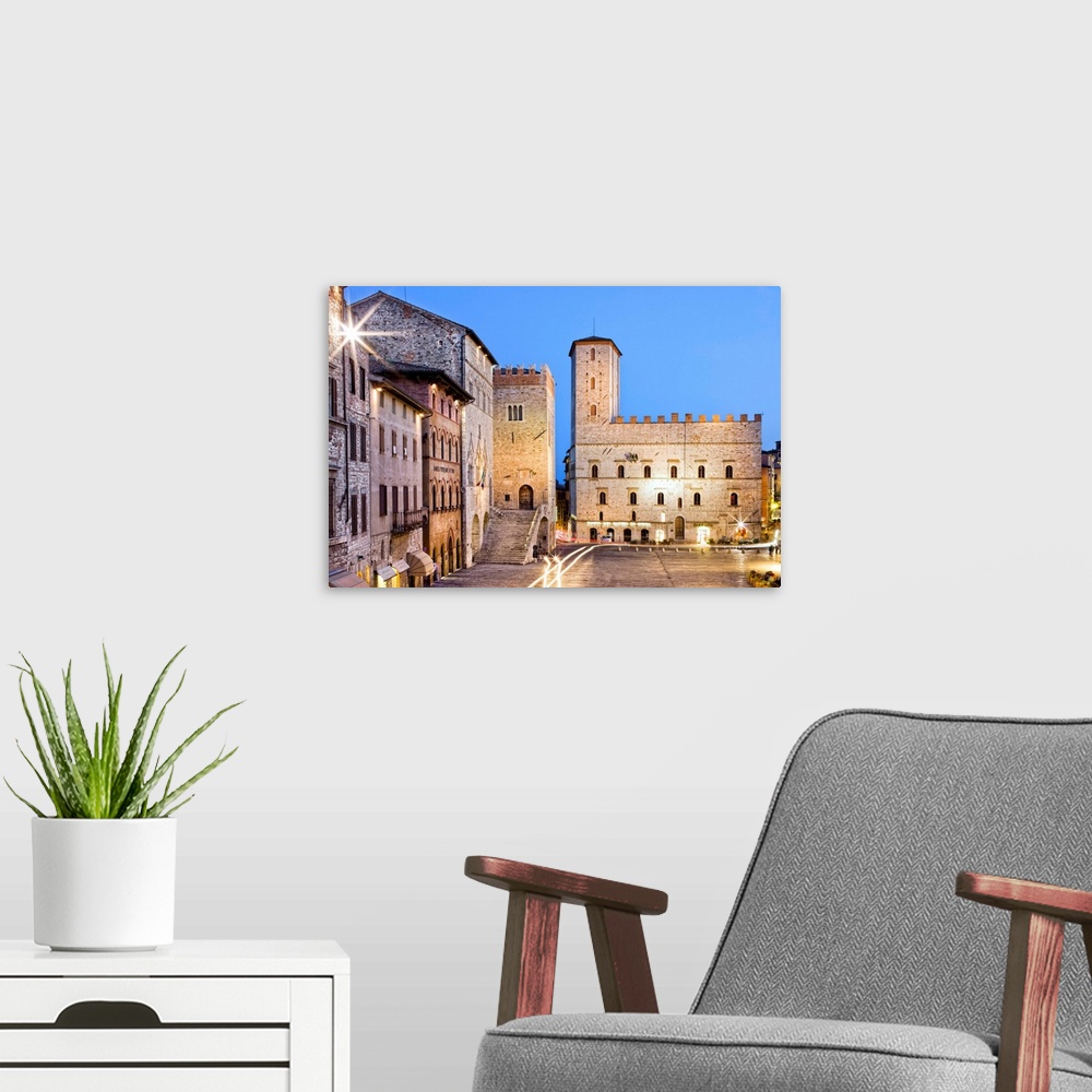 A modern room featuring Italy, Umbria, Mediterranean area, Perugia district, Todi, Palazzo del Popolo and Palazzo del Cap...