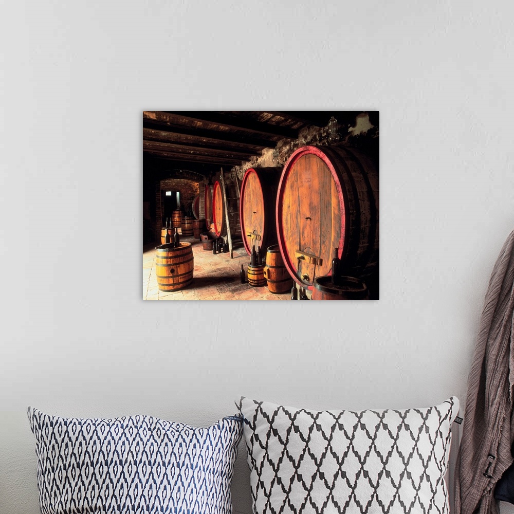 A bohemian room featuring Italy, Umbria, Wine cellar, Citta della Pieve, Barrel in wine cellar