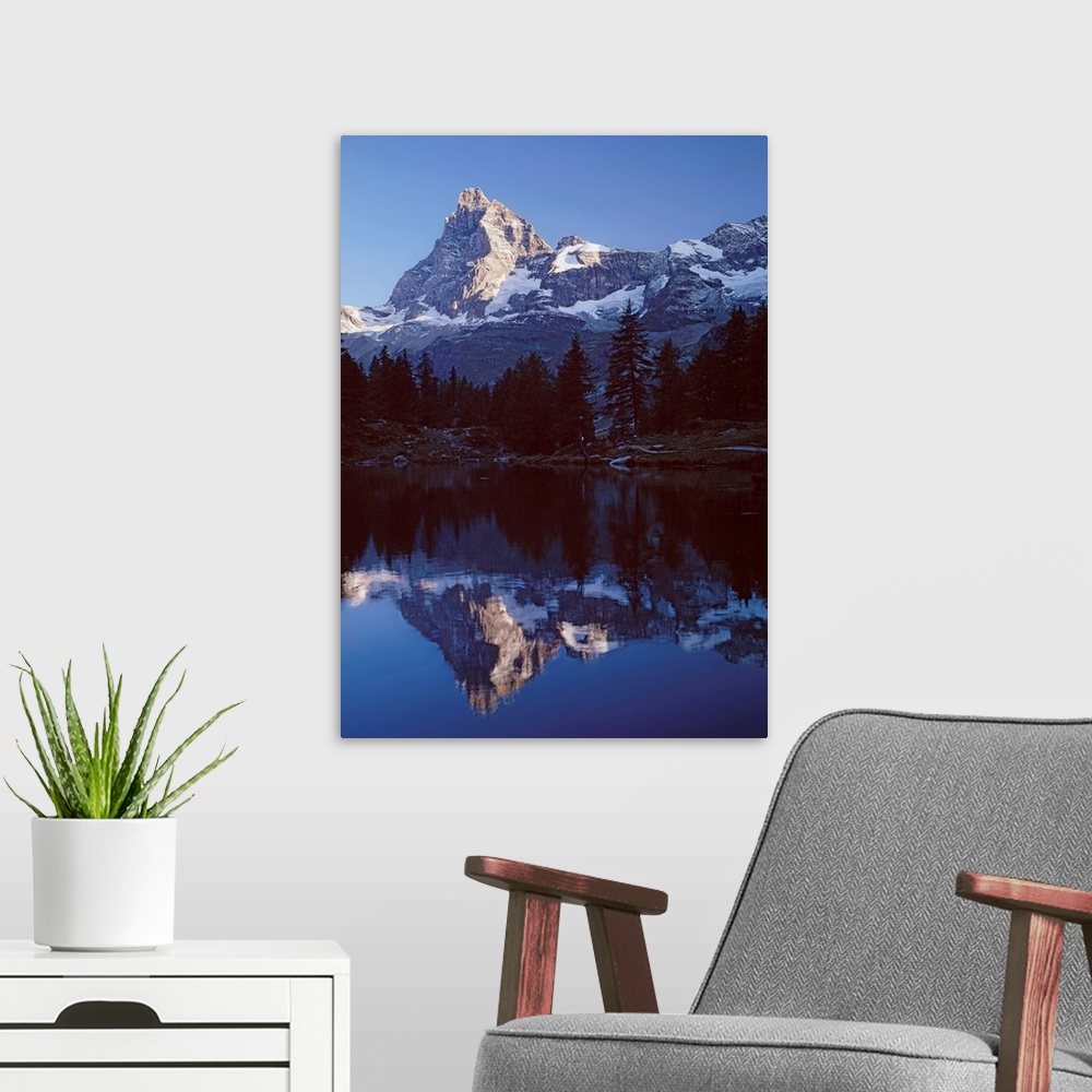 A modern room featuring Italy, Valle d'Aosta, Lago Blu and Monte Cervino (Matterhorn)