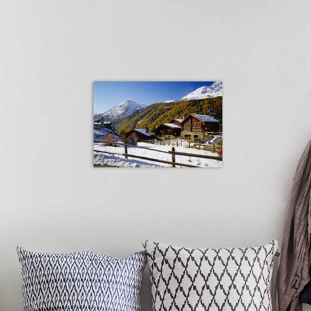 A bohemian room featuring Italy, Valle d'Aosta, Val Grisenche, view to Nex and Tignet villages