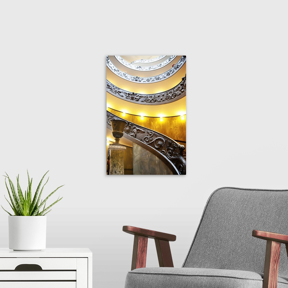 A modern room featuring Italy, Latium, Mediterranean area, Vatican City, Rome, Vatican Museums, Spiral Ramp stairway (1932)