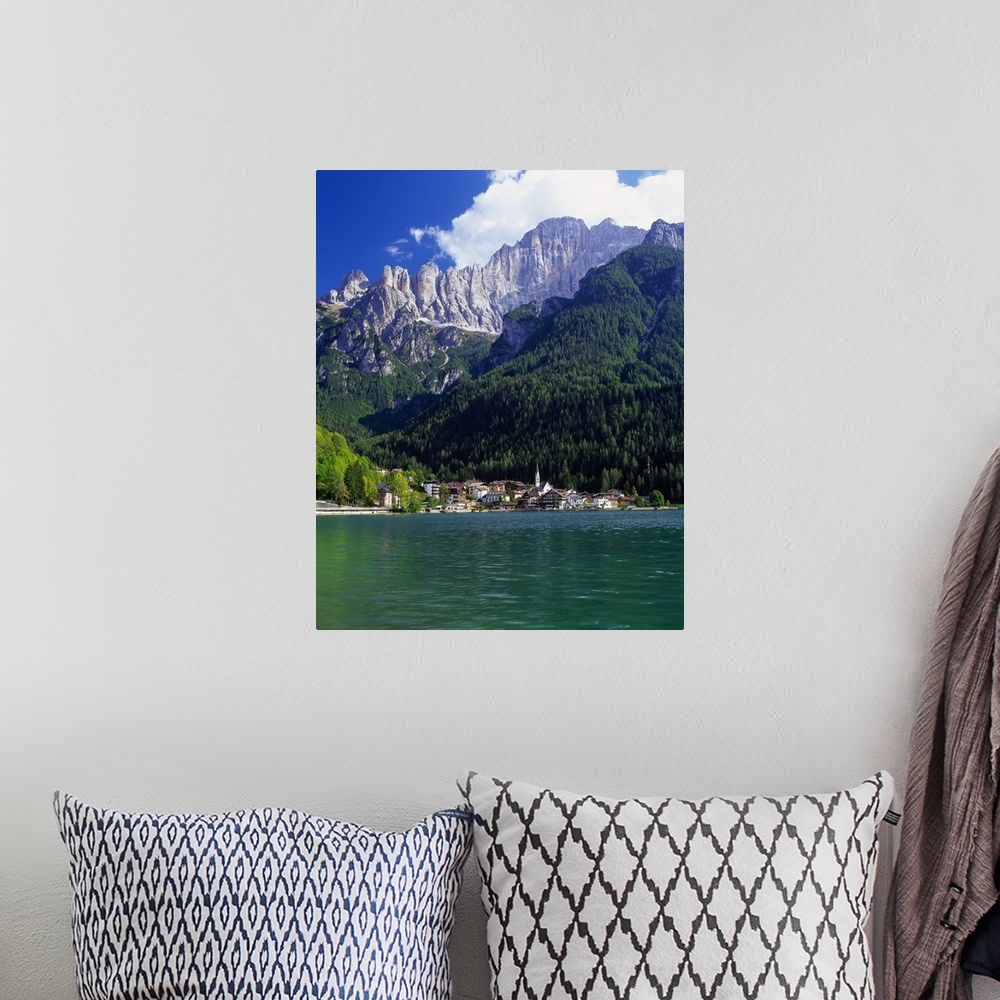 A bohemian room featuring Italy, Veneto, Alto Agordino, Dolomites, Belluno, Alleghe lake, mount Civetta