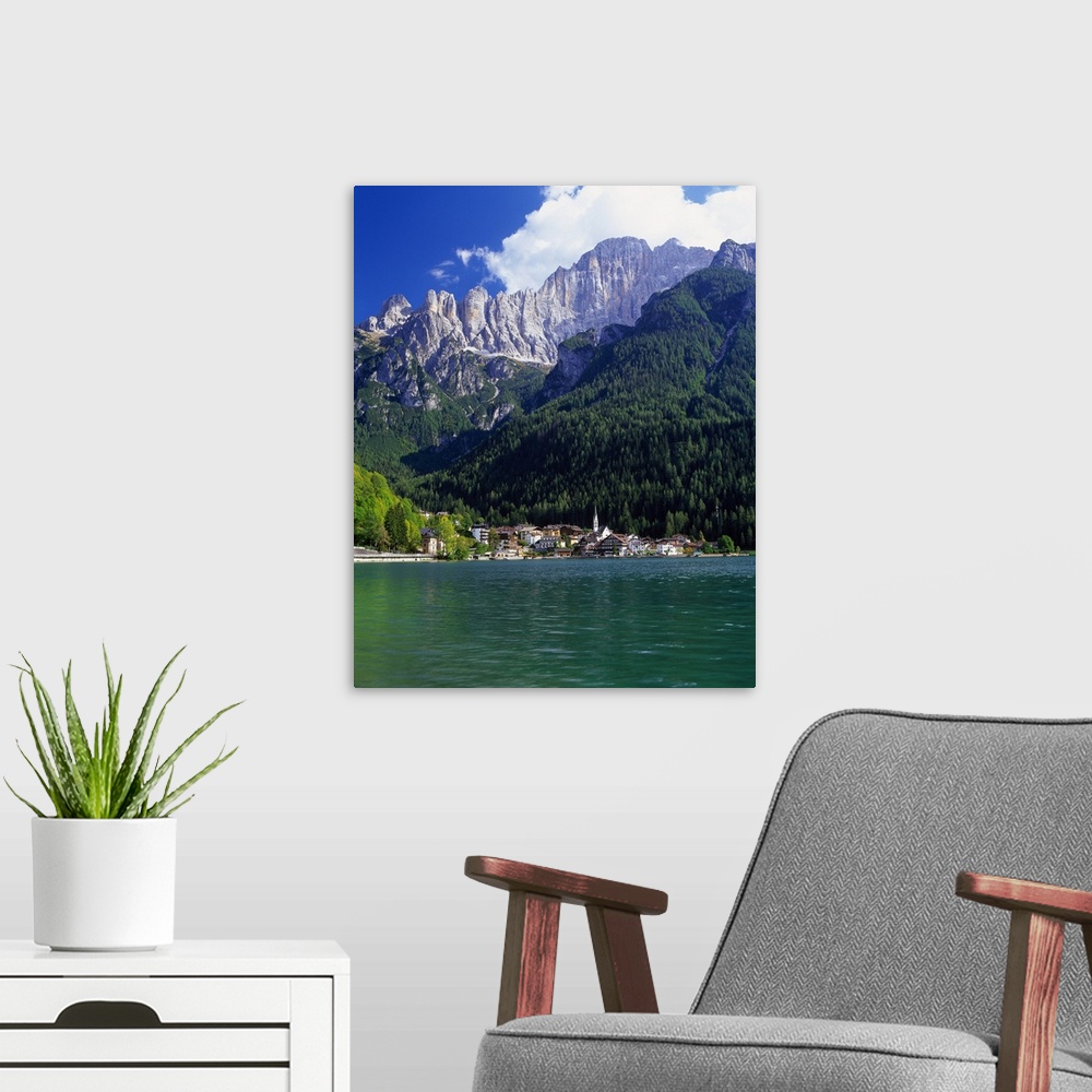 A modern room featuring Italy, Veneto, Alto Agordino, Dolomites, Belluno, Alleghe lake, mount Civetta