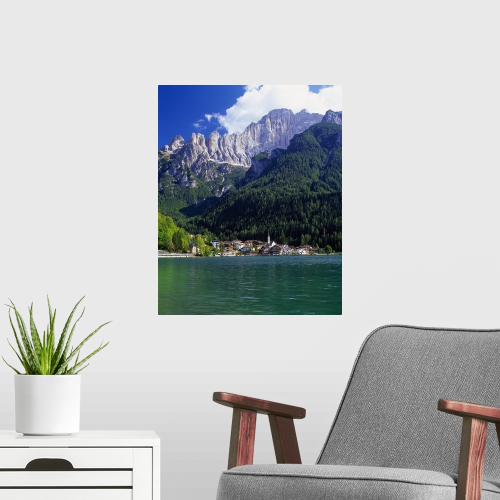 A modern room featuring Italy, Veneto, Alto Agordino, Dolomites, Belluno, Alleghe lake, mount Civetta