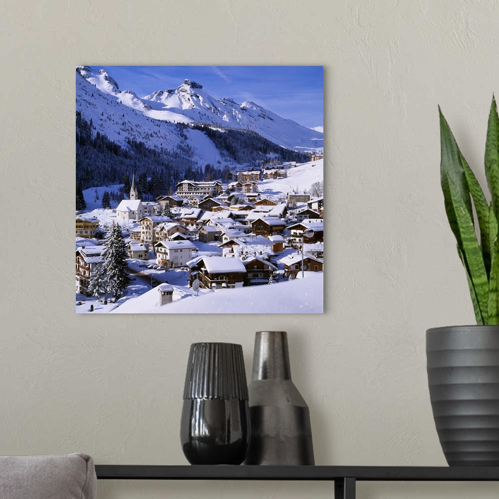 A modern room featuring Italy, Veneto, Belluno, View towards Arabba village and Sass Cappello mountain