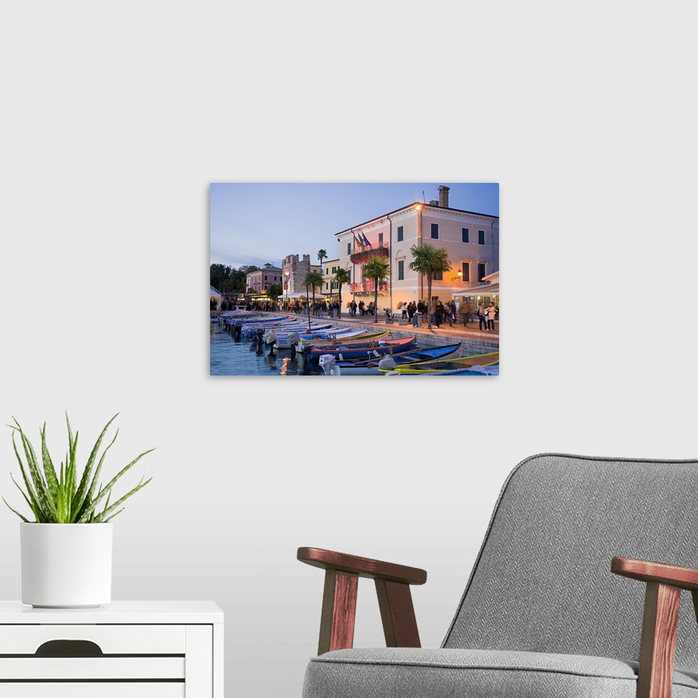 A modern room featuring Italy, Veneto, Garda Lake, Bardolino, Little harbour and historical centre