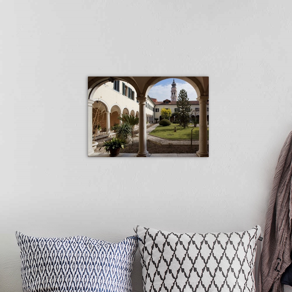 A bohemian room featuring Italy, Veneto, Venice, San Lazzaro island, cloister and bell tower of the Mechitar Abbey