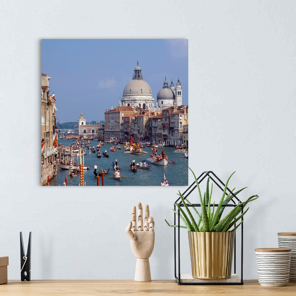 A bohemian room featuring Italy, Venice, Canal Grande and Santa Maria della Salute, Historical Regatta