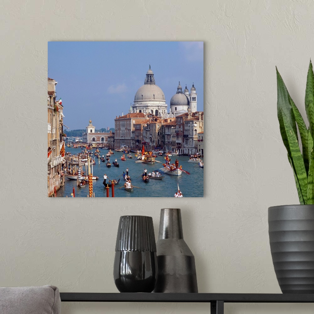 A modern room featuring Italy, Venice, Canal Grande and Santa Maria della Salute, Historical Regatta