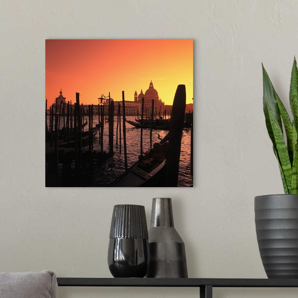 A modern room featuring Italy, Venice, Canal Grande at sunset and the Church of Santa Maria della Salute