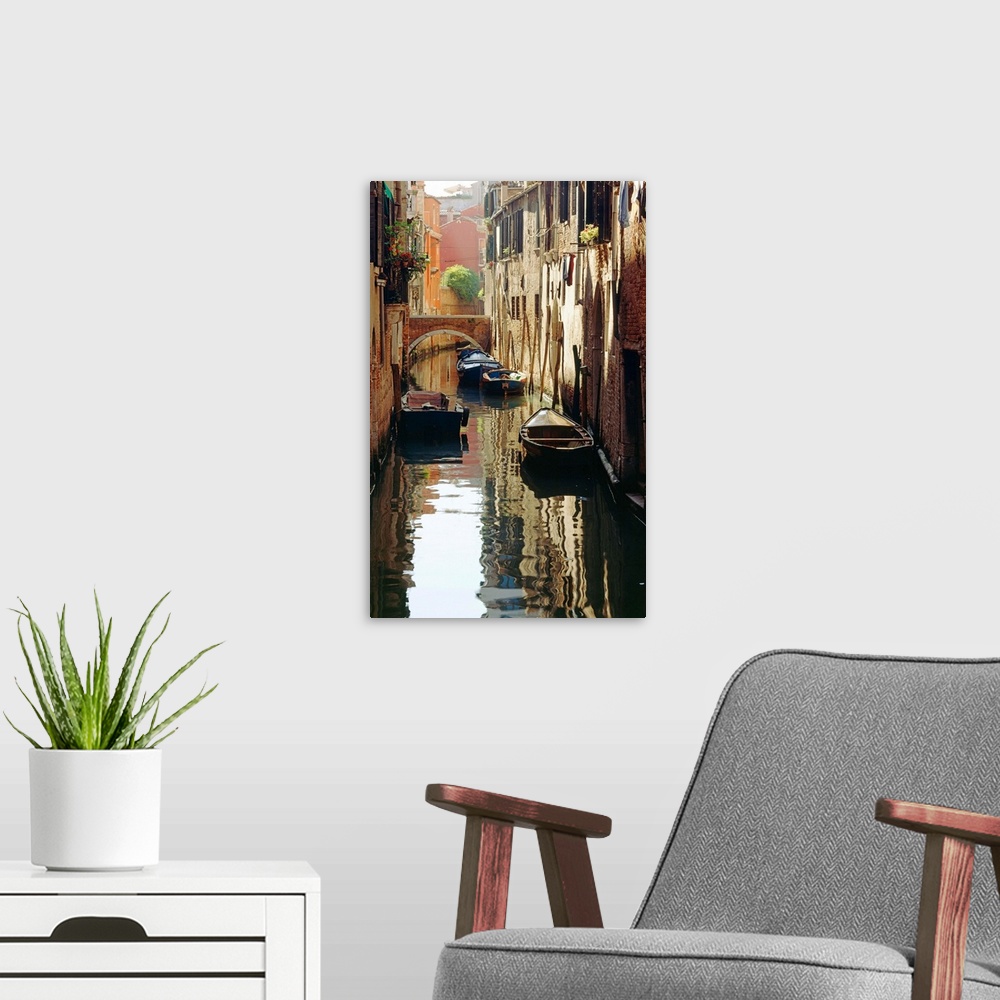 A modern room featuring Italy, Venice, Canal with boats