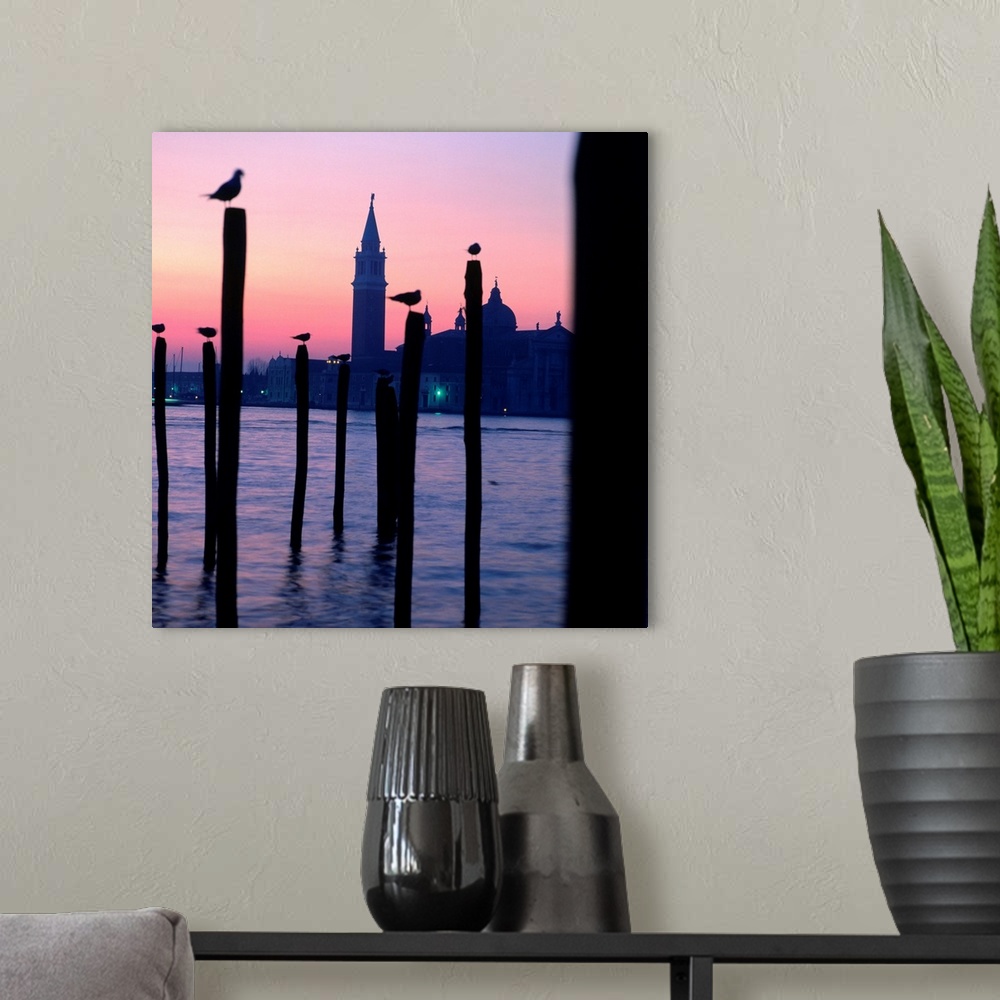 A modern room featuring Italy, Venice, Grand Canal view of San Giorgio Maggiore, sunset