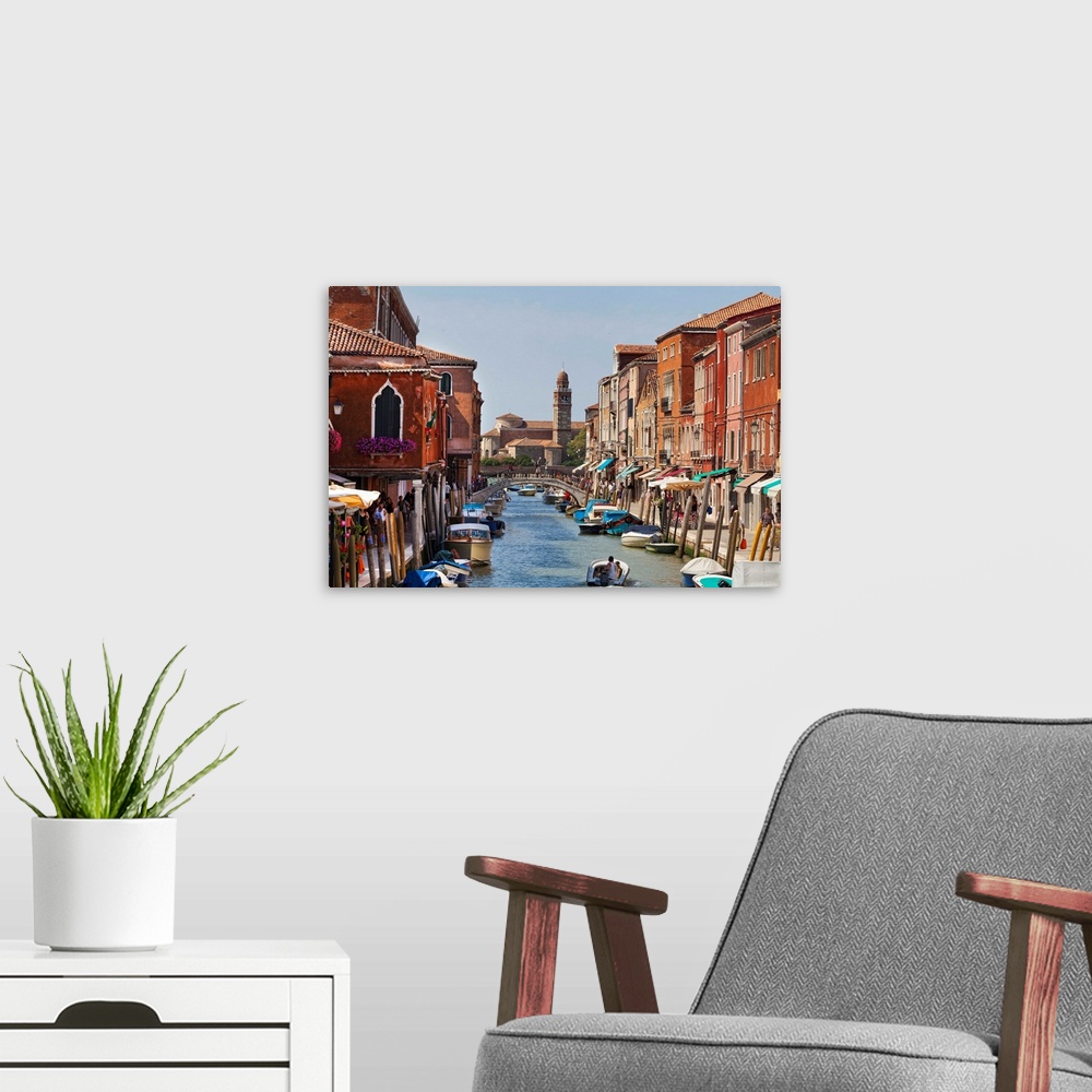 A modern room featuring Italy, Venice, Murano, Fondamenta dei Vetrai, Murano skyline with San Giorgio island