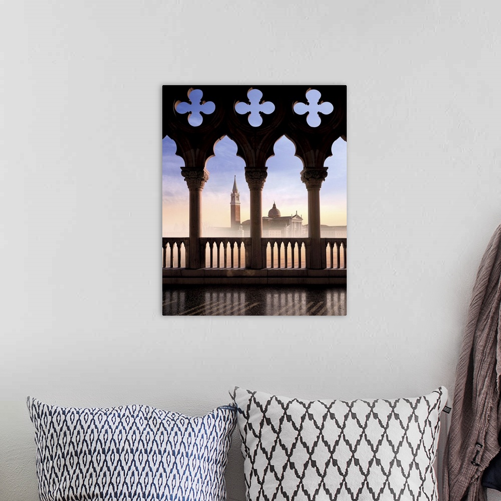 A bohemian room featuring Italy, Venice, silhouette of Ducale Palazzo in front of S. Giorgio