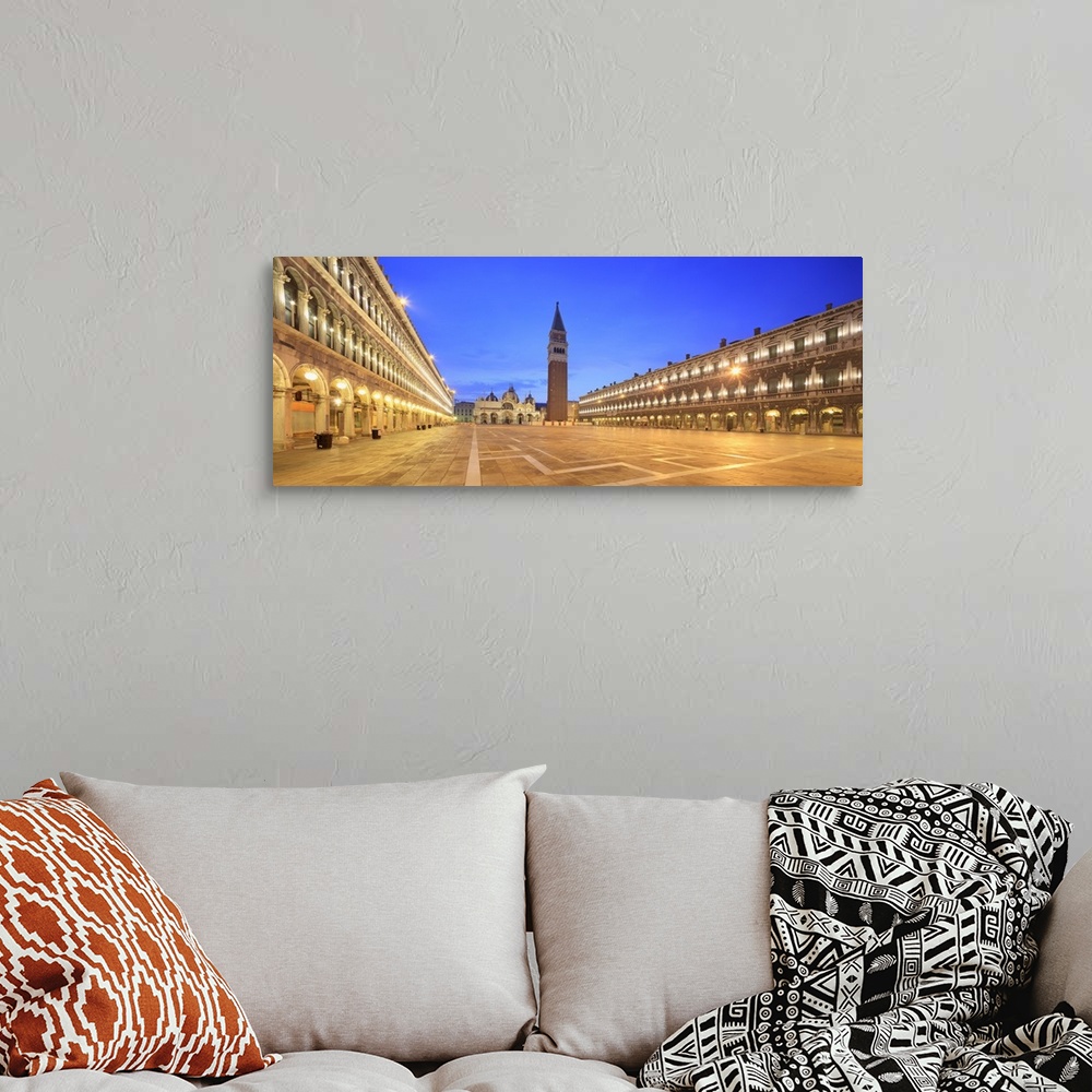 A bohemian room featuring Italy, Venice, St Mark's Cathedral, Panoramic view of St Mark's square by night