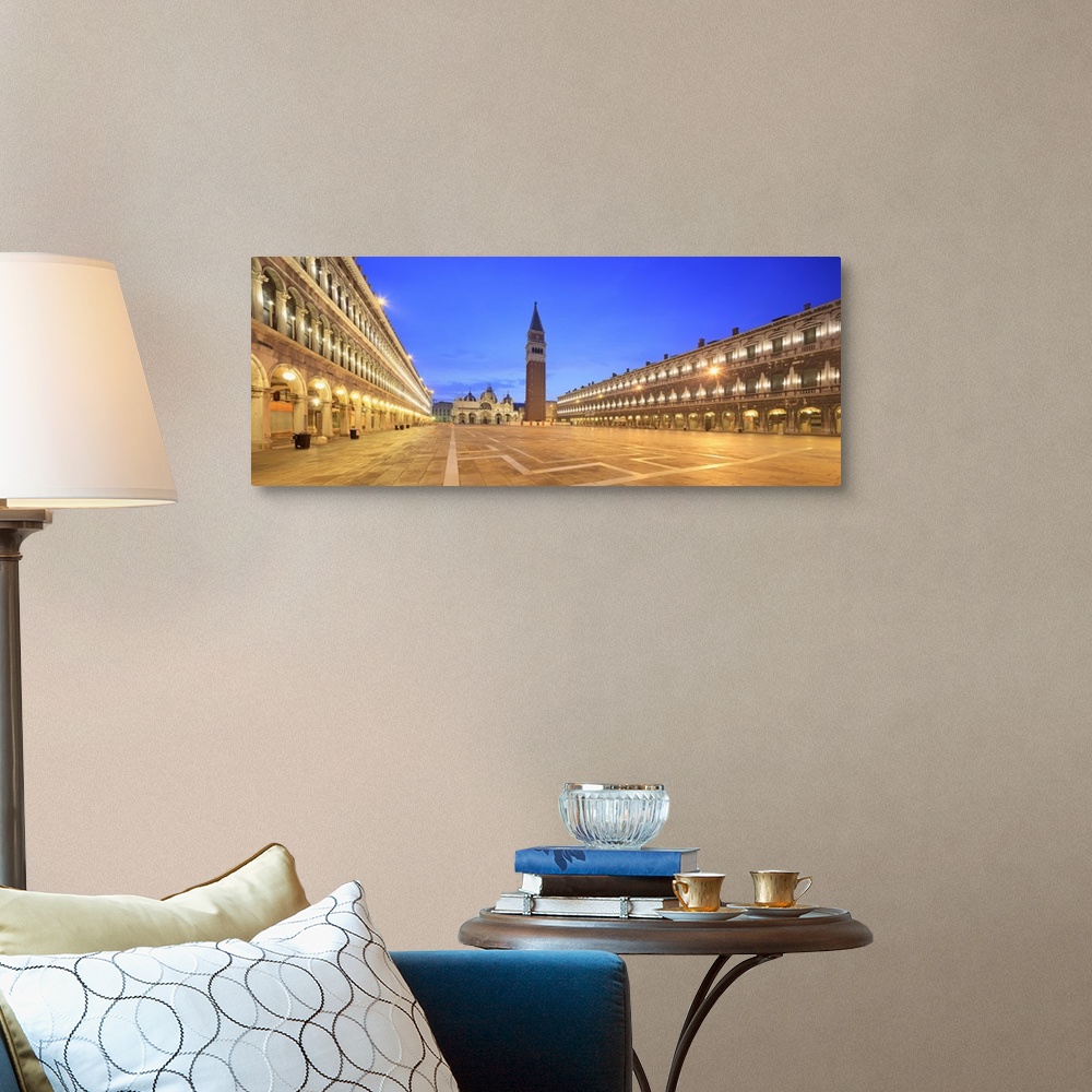 A traditional room featuring Italy, Venice, St Mark's Cathedral, Panoramic view of St Mark's square by night