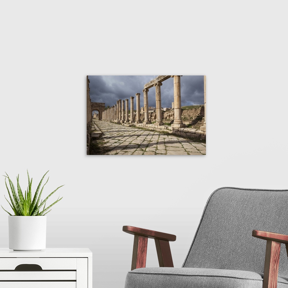 A modern room featuring Jordan, Jerash, Gerasa, Ruins of an ancient Roman city.