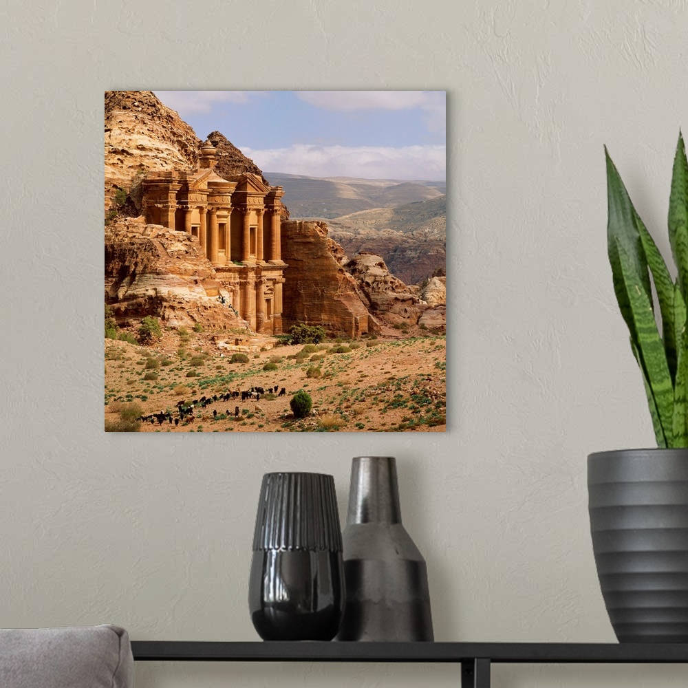 A modern room featuring Jordan, Petra, El-Deir monastery