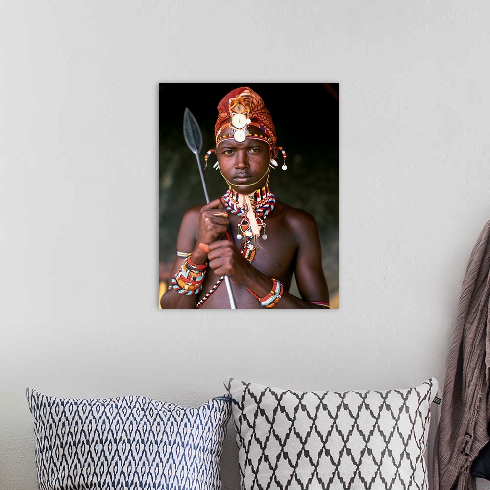 A bohemian room featuring Kenya, Mount Kenya, National Park, Samburu warrior