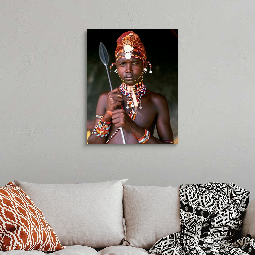 A bohemian room featuring Kenya, Mount Kenya, National Park, Samburu warrior