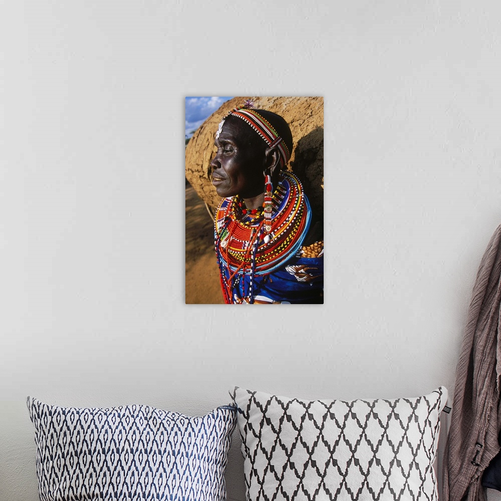 A bohemian room featuring Kenya, Rift Valley, Laikipia Plateau, Loisaba Wilderness lodge, Samburu woman