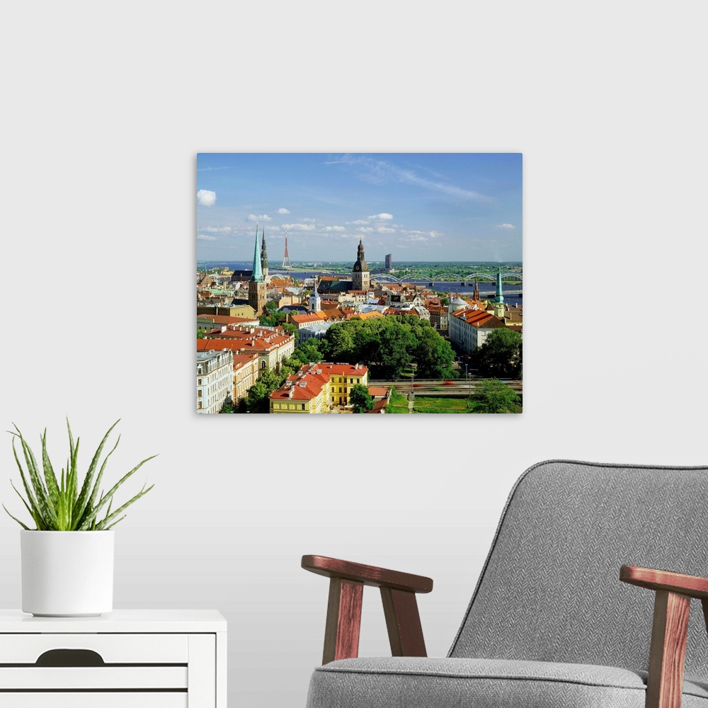 A modern room featuring Latvia, Riga, View of the city
