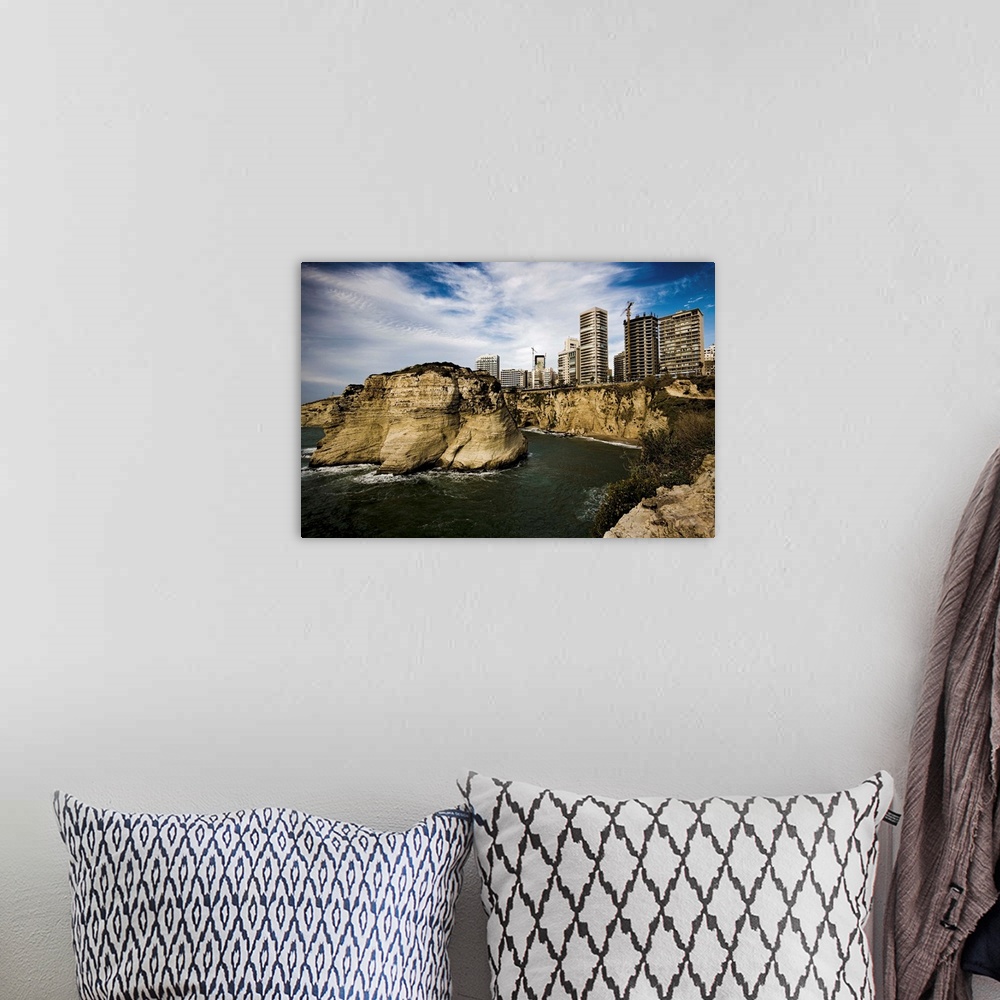 A bohemian room featuring Lebanon, Bayrut, View of the cliffs, the Rouche