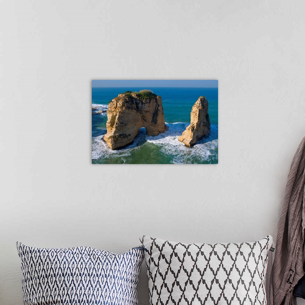 A bohemian room featuring Lebanon, Beirut, Middle East, Mediterranean sea, Beirut, Rouche or Pigeon Rocks