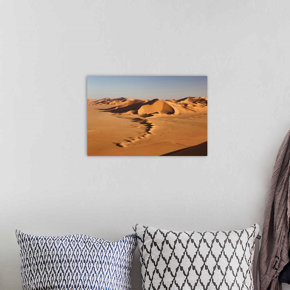 A bohemian room featuring Libya, Fezzan, Sahara Desert, Idehan Murzuq dunes in the southern Libyan Desert