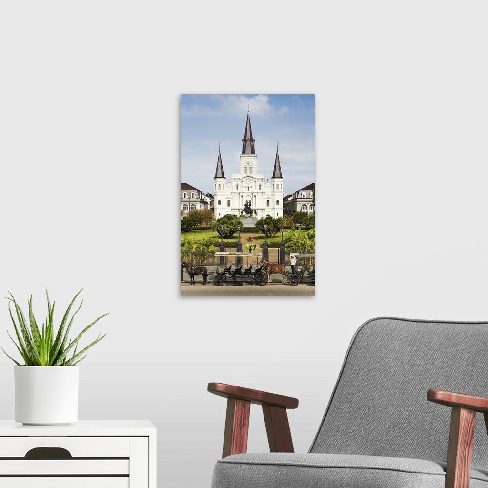 A modern room featuring Louisiana, New Orleans, St Louis Cathedral on Jackson Square in the French Quarter