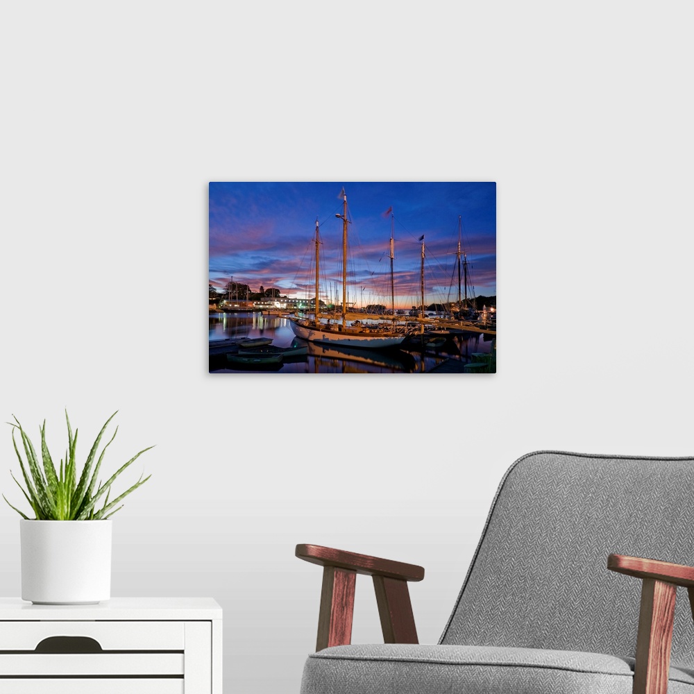 A modern room featuring Maine, Camden, Atlantic ocean, New England, Dawn at the harbor