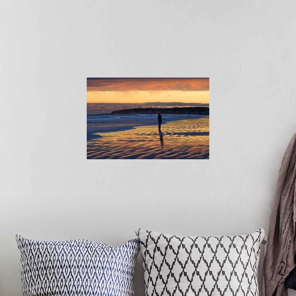 A bohemian room featuring Maine, Cape Neddick, Atlantic ocean, New England, Sunset at the Long Sands Beach