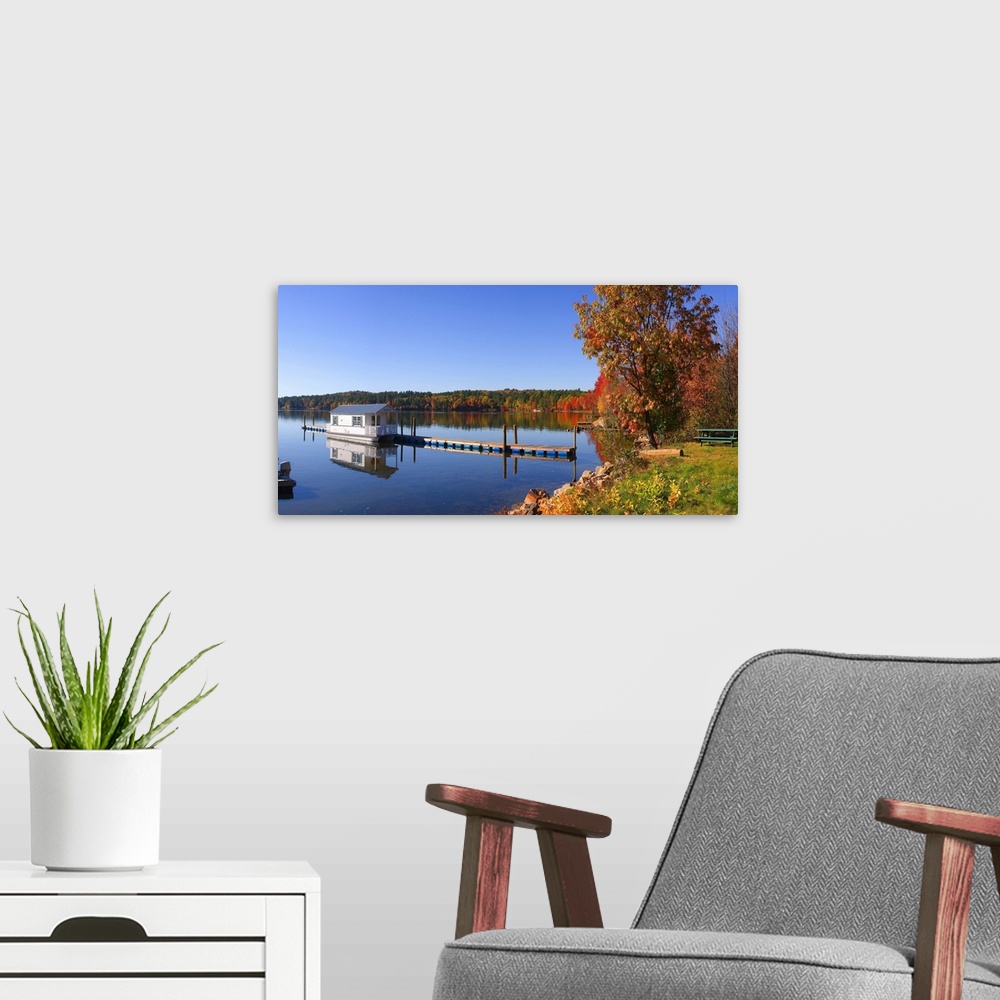 A modern room featuring Maine, Naples, New England, Autumn at Sebago Lake