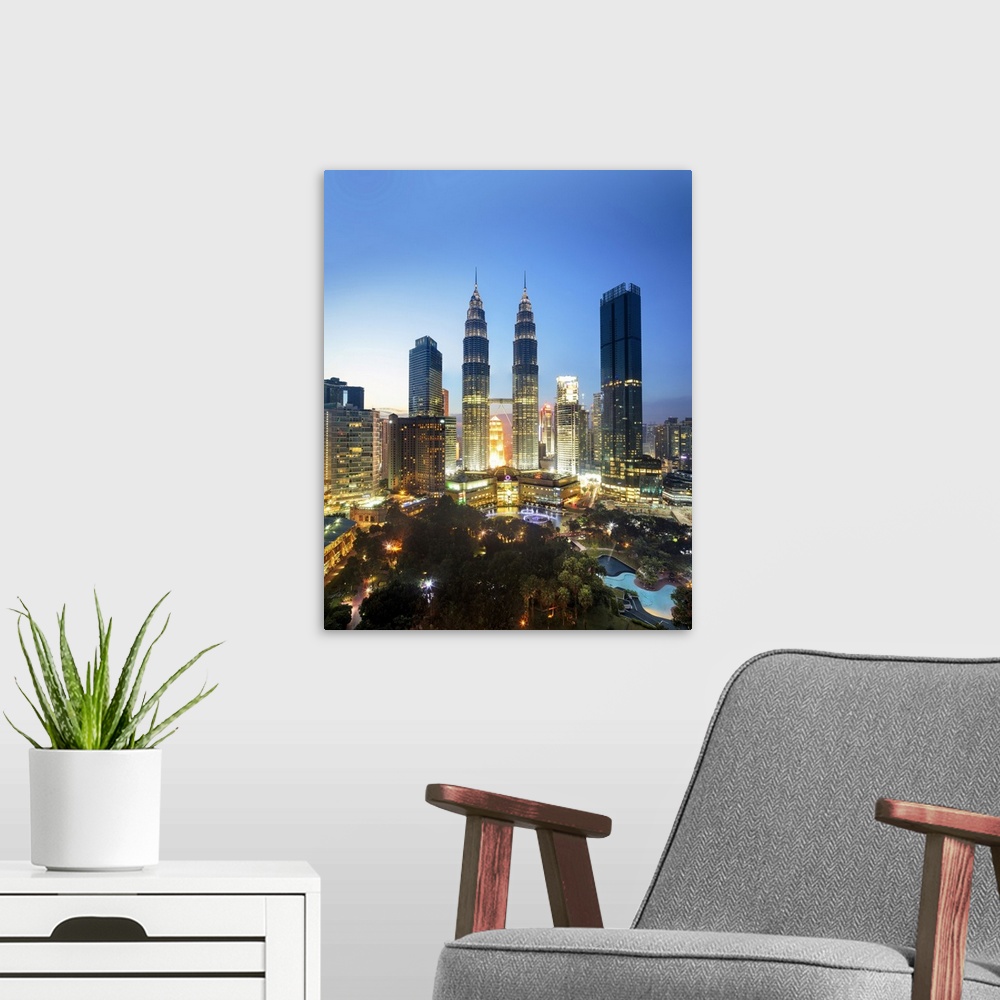 A modern room featuring Malaysia, Selangor, Kuala Lumpur, Petronas Towers,