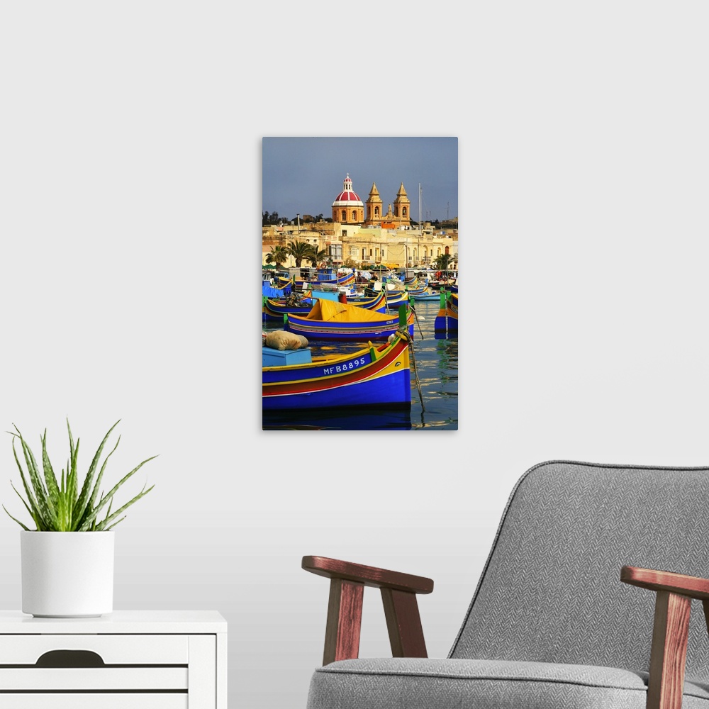 A modern room featuring Malta, Marsaxlokk, The harbor