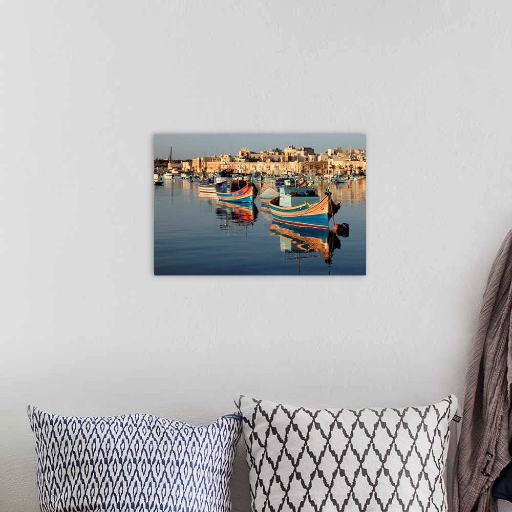 A bohemian room featuring Malta, Mediterranean sea, Marsaxlokk, The fishermen village