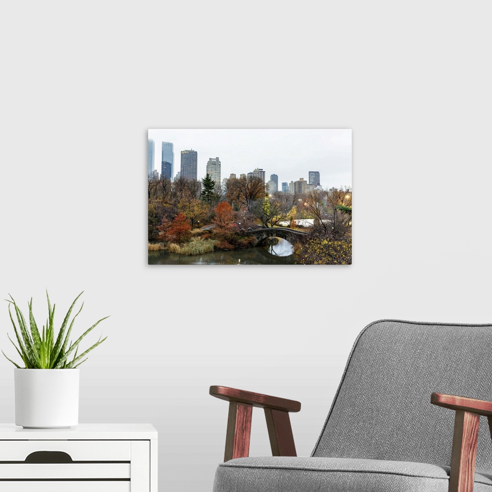 A modern room featuring USA, New York City, Manhattan, Central Park, Central Park in winter