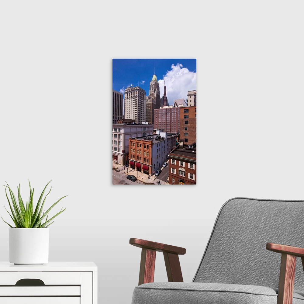 A modern room featuring United States, USA, Maryland, Baltimore, View of the Downtown with Bank of America Building