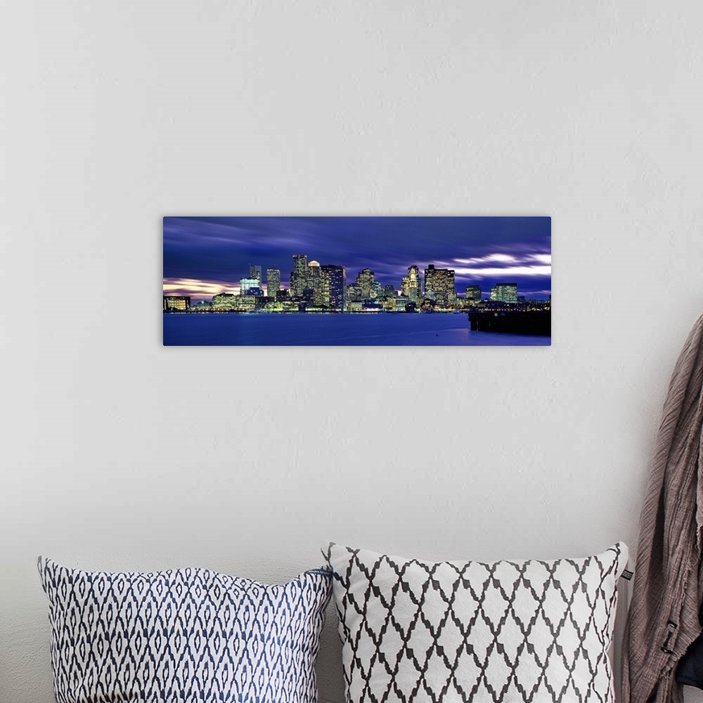 A bohemian room featuring Massachusetts, New England, Boston, View of the skyline at sunset