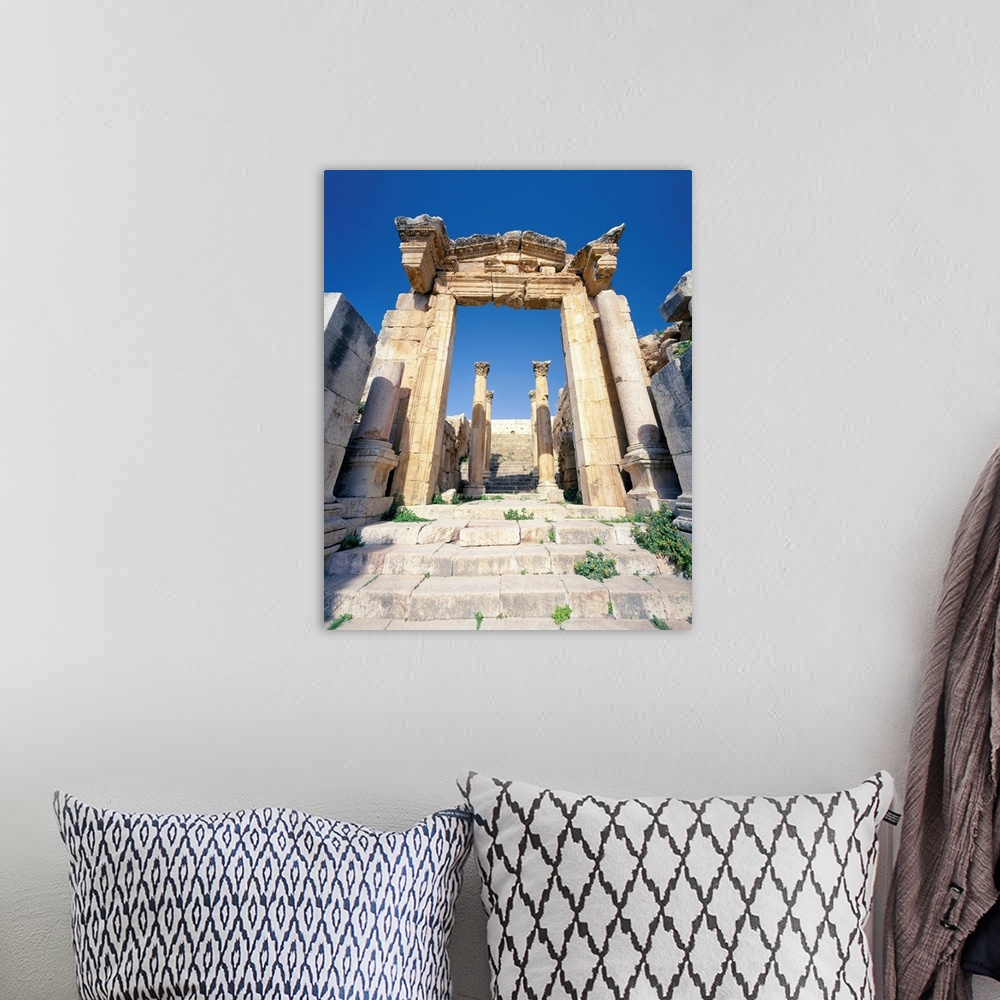 A bohemian room featuring Middle East, Jordan, Jerash, old Roman ruins, propylaeum