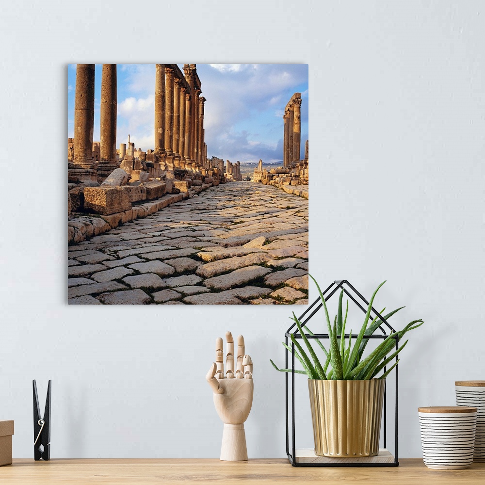 A bohemian room featuring Middle East, Jordan, Jerash, old Roman ruins, the columns street (Cardo)
