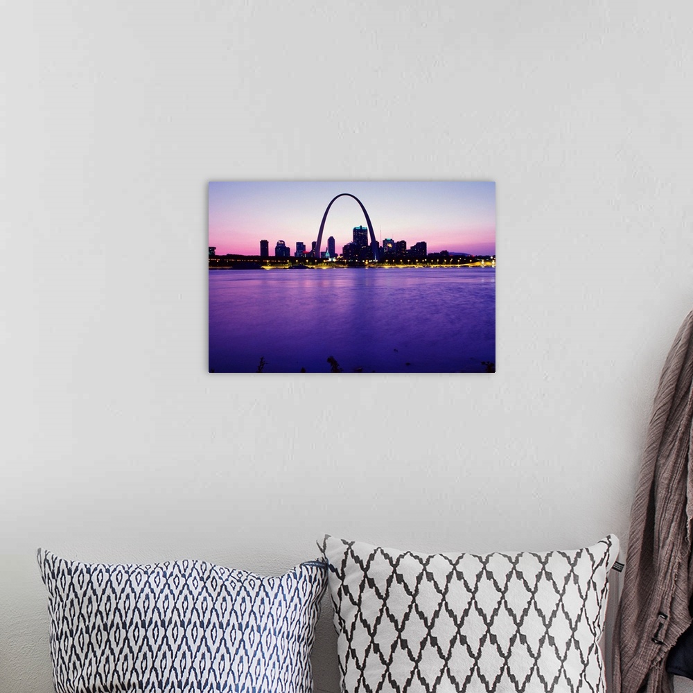 A bohemian room featuring Missouri, St Louis, Skyline of the town with Mississippi River and Gateway Arch