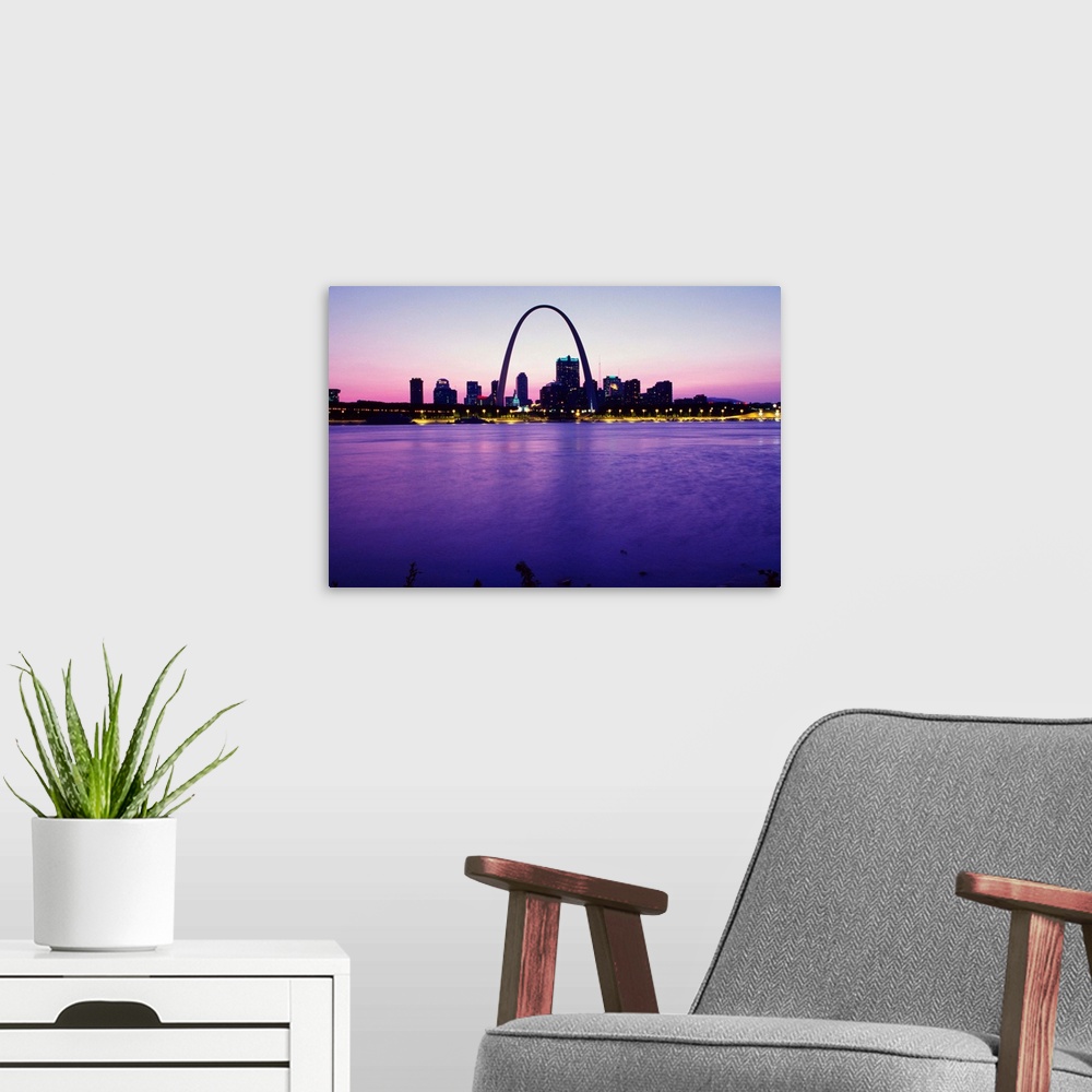 A modern room featuring Missouri, St Louis, Skyline of the town with Mississippi River and Gateway Arch
