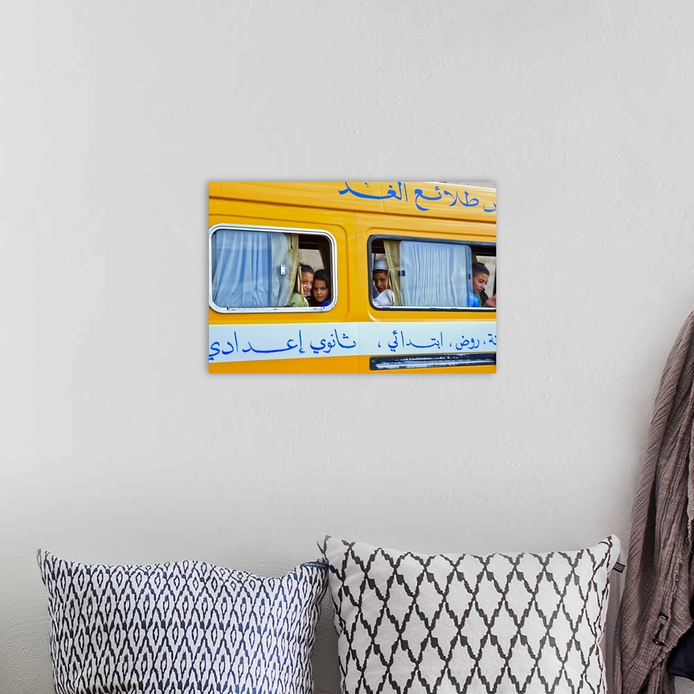 A bohemian room featuring Morocco, Meknes, Children in local bus